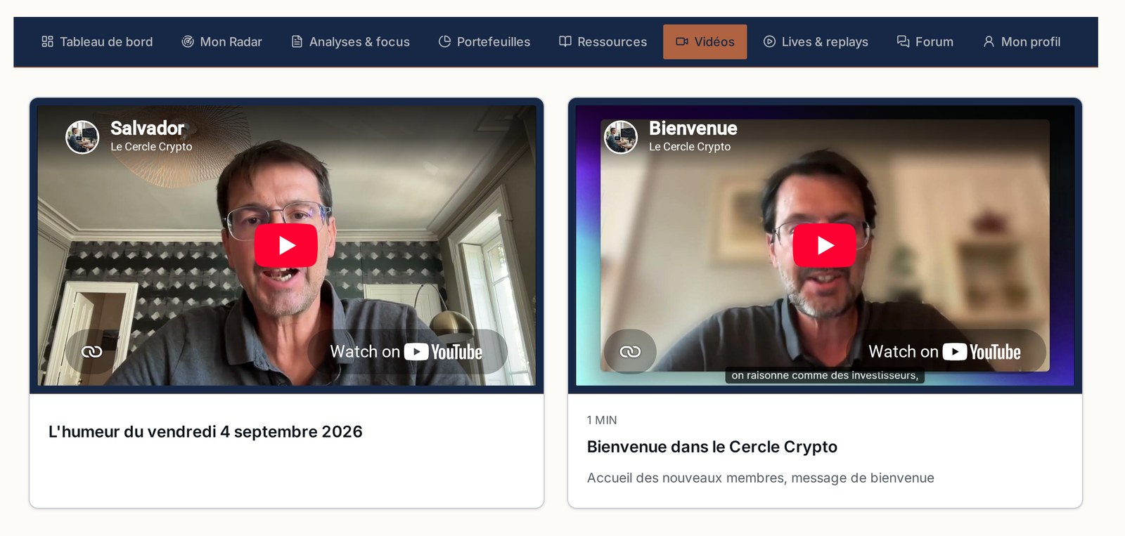 Aperçu : live mensuel Q&A avec David et chat des membres
